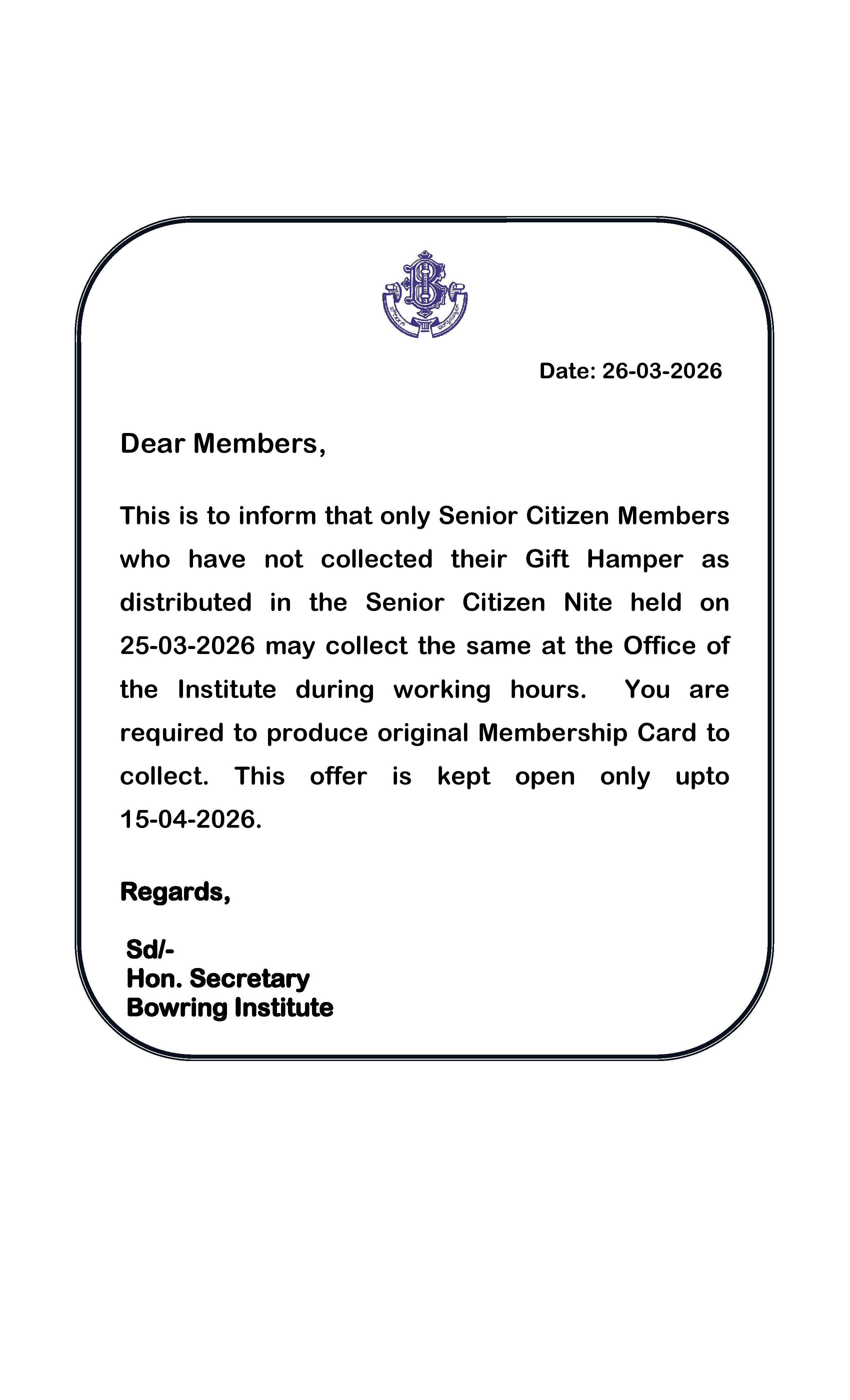 Kind information of the Members